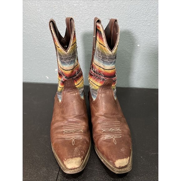 Ariat Boots Kids Youth Sz 3 Brown Leather Circuit Feather Cowboy Southwestern - Picture 2 of 8